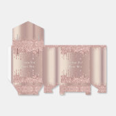 Roos Gouden Glitter Cadeaudozen met Aangepaste Tek Bedankdoosjes (Uitgevouwen)