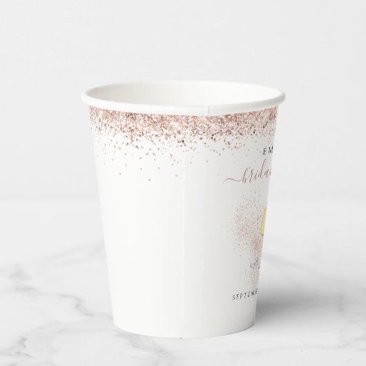 Roos Gouden Glitter Champagne Naam Vrijgezellenfee Papieren Bekers (Rechts)