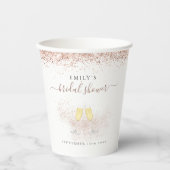 Roos Gouden Glitter Champagne Naam Vrijgezellenfee Papieren Bekers (Voorkant)