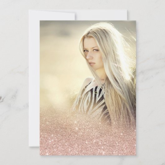 Roos gouden glitter chic script blush Sweet 16 fot Kaart (Achterkant)