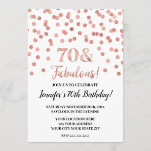 Roos Gouden Glitter Confetti 70 en Fabulous Kaart