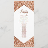 Roos gouden glitter Confetti glam bruiloft program Programmakaart (Achterkant)