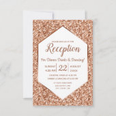 Roos gouden glitter Confetti glam bruiloft recepti Kaart (Voorkant)