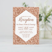 Roos gouden glitter Confetti glam bruiloft recepti Kaart (Staand voorkant)