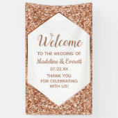 Roos gouden glitter Confetti glam bruiloft welkom Spandoek (Verticaal)