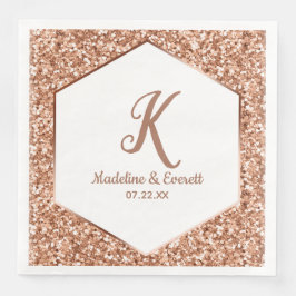 Roos Gouden Glitter Confetti Glam Monogram Bruilof Servet