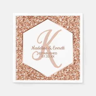 Roos Gouden Glitter Confetti Glam Monogram Bruilof Servet