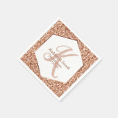 Roos Gouden Glitter Confetti Glam Monogram Bruilof Servet (Hoek)