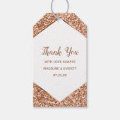 Roos Gouden Glitter Confetti Glamour Dank u Cadeaulabel (Voorkant)