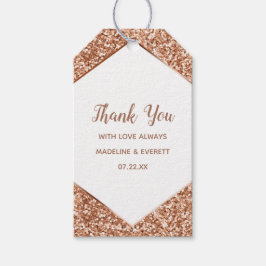 Roos Gouden Glitter Confetti Glamour Dank u Cadeaulabel