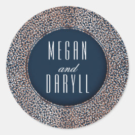 Roos gouden glitter  Confetti marine bruiloft Ronde Sticker