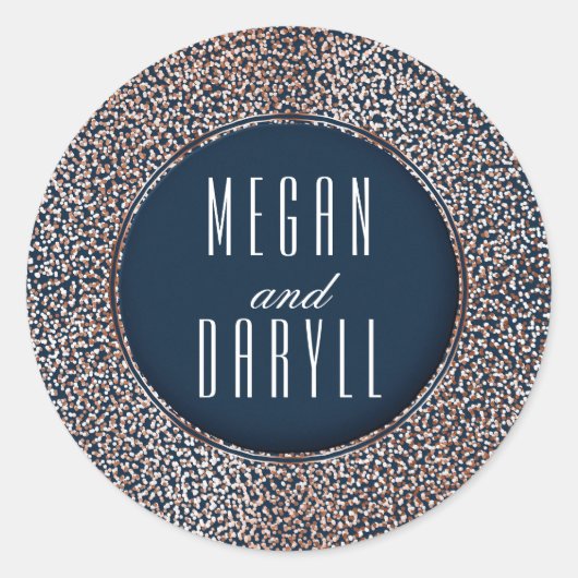 Roos gouden glitter  Confetti marine bruiloft Ronde Sticker (Voorkant)