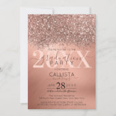 Roos Gouden Glitter Confetti Metallic Afstuderen Kaart (Voorkant)