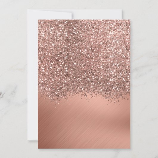 Roos Gouden Glitter Confetti Metallic Afstuderen Kaart (Achterkant)