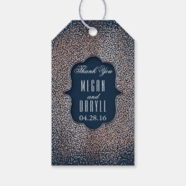 Roos Gouden Glitter Confetti  Navy Bruiloft Cadeaulabel