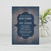  Roos Gouden Glitter Confetti Navy Bruiloft Kaart (Staand voorkant)