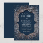  Roos Gouden Glitter Confetti Navy Bruiloft Kaart (Voorkant / Achterkant)