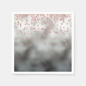 Roos gouden glitter confetti op zilver servetten (Voorkant)