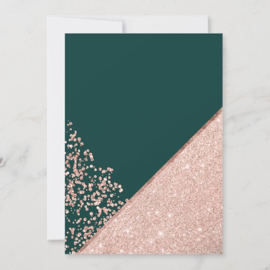 Roos gouden glitter confetti smaragdgroen Sweet 16 Kaart (Achterkant)