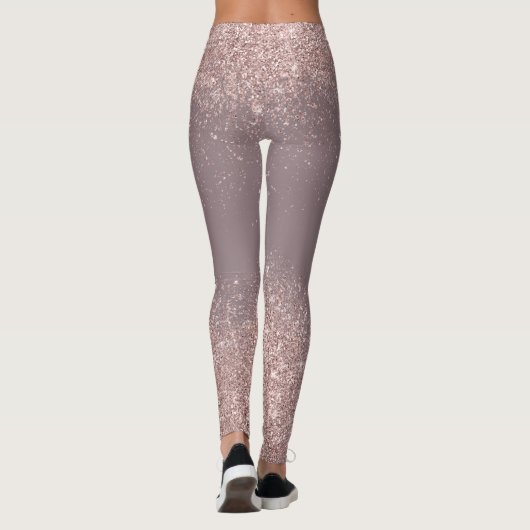 Roos gouden glitter Confetti stof Leggings (Achterkant)