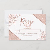 Roos Gouden Glitter confetti Witte RSVP bruiloft (Voorkant)