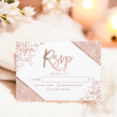 Roos Gouden Glitter confetti Witte RSVP bruiloft