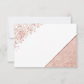 Roos Gouden Glitter confetti Witte RSVP bruiloft Kaartje (Achterkant)