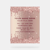 Roos Gouden Glitter Custom Business Acryl Sign Acryl Bord (Voorkant)