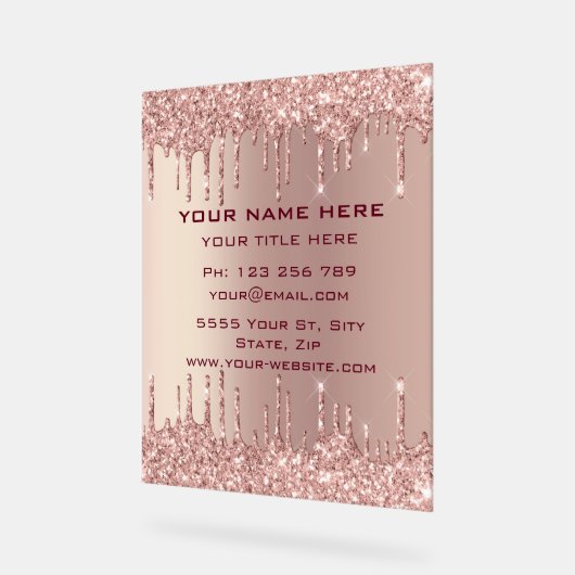 Roos Gouden Glitter Custom Business Acryl Sign Acryl Bord (Hoek)