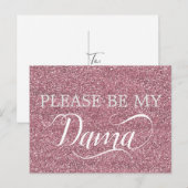 Roos Gouden Glitter Dama Quinceanera Dama Voorstel Uitnodiging Briefkaart (Voorkant / Achterkant)