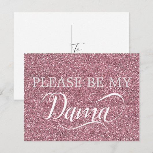 Roos Gouden Glitter Dama Quinceanera Dama Voorstel Uitnodiging Briefkaart (Voorkant / Achterkant)