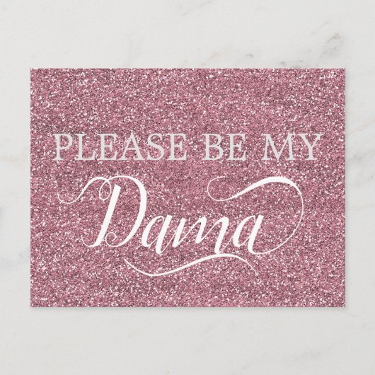 Roos Gouden Glitter Dama Quinceanera Dama Voorstel Uitnodiging Briefkaart (Voorkant)
