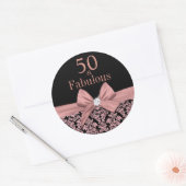 Roos gouden glitter damask 50ste Verjaardag sticke Ronde Sticker (Envelop)