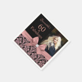 Roos gouden glitter damask 60ste verjaardag foto servet (Hoek)