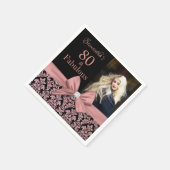 Roos gouden glitter damask 80ste Verjaardag foto Servet (Hoek)