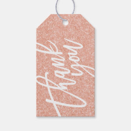 Roos gouden glitter dank u geschenk label cadeaulabel