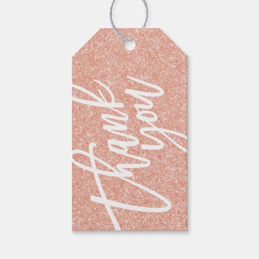 Roos gouden glitter dank u geschenk label cadeaulabel (Voorkant)