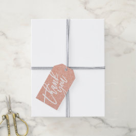 Roos gouden glitter dank u geschenk label cadeaulabel