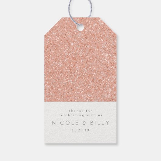 Roos gouden glitter dank u geschenk label cadeaulabel (Achterkant)