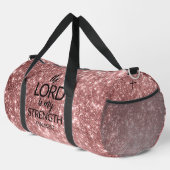 Roos gouden glitter De HEER is mijn krachtsporttas Plunjezak (Rechterhoek)
