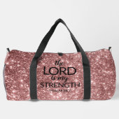 Roos gouden glitter De HEER is mijn krachtsporttas Plunjezak (Achterkant)