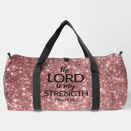 Roos gouden glitter De HEER is mijn krachtsporttas Plunjezak (Achterkant)