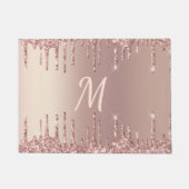 Roos Gouden Glitter Deurmat met Aangepaste Letter (Voorkant)