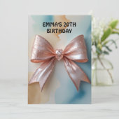 Roos Gouden Glitter Diamanten Boog Verjaardag Kaart (Staand voorkant)