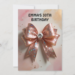 Roos Gouden Glitter Diamanten Boog Verjaardag Kaart