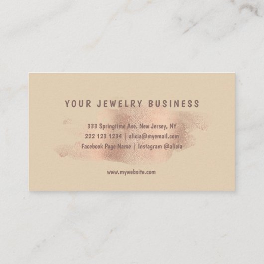 Roos Gouden Glitter Diamanten Juweel Sieraden Desi Visitekaartje (Achterkant)