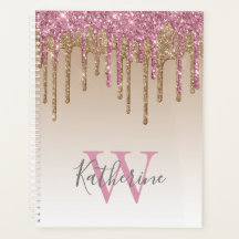 Roos Gouden Glitter Drips Ombre Monogram 2024