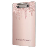 Roos gouden glitter druipt roze naam klembord (Links)