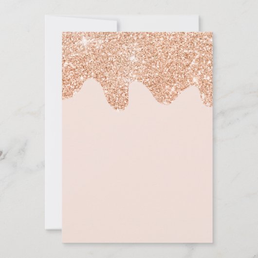 Roos gouden glitter druppels chique roze meisje ba kaart (Achterkant)