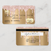 Roos gouden glitter druppels Credit Kaart goud hol Visitekaartje (Voorkant / Achterkant)